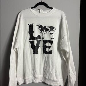 Hanes EcoSmart White Sweatshirt - Cow Love